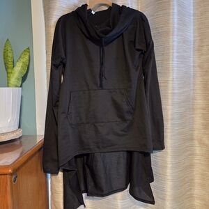 Black Long Sleeve Hoodie Top